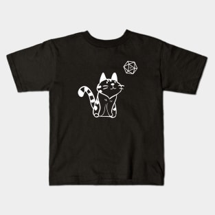 Funny Cat with D20 Dice Tabletop RPG Kids T-Shirt